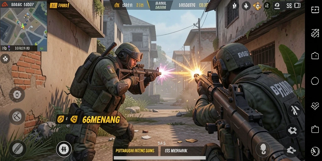 Tangkapan layar utama dari gameplay menarik 66MENANG yang penuh aksi.