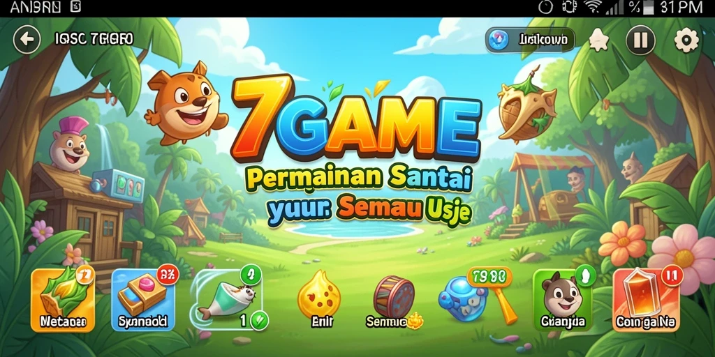 Tampilan gameplay 7GAME yang ceria dan mengasyikkan.