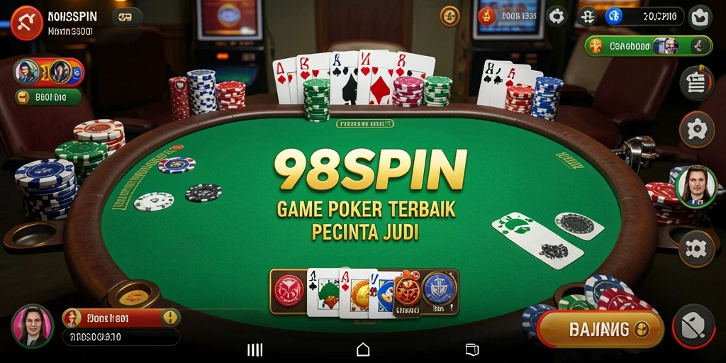 Tampilan gameplay Poker di 98SPIN yang menarik dan interaktif.