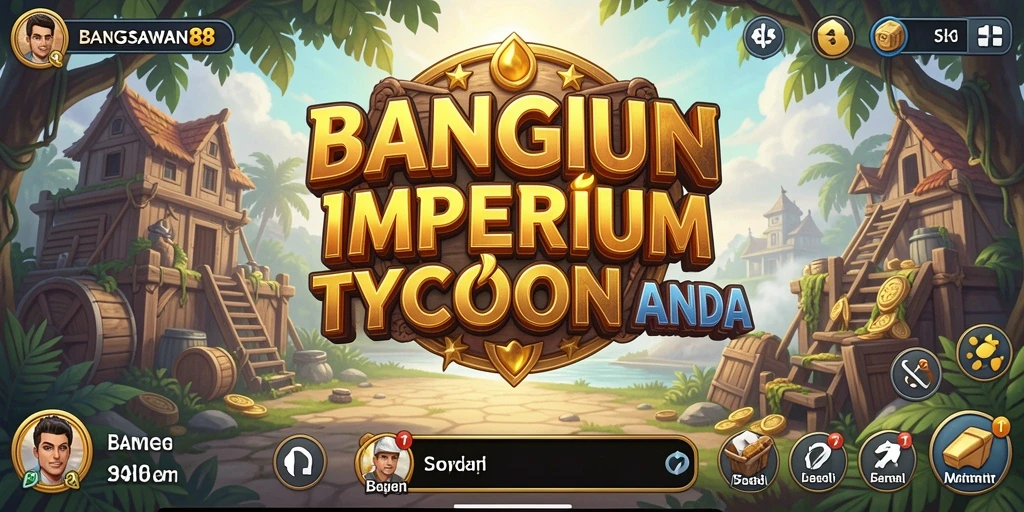 Tangkapan layar gameplay BANGSAWAN88 yang menunjukkan bangunan bisnis yang megah.