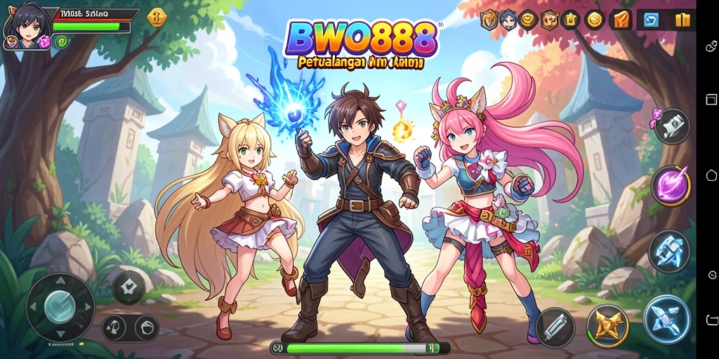 Tangkapan layar BWO888 menampilkan aksi seru para karakter anime.