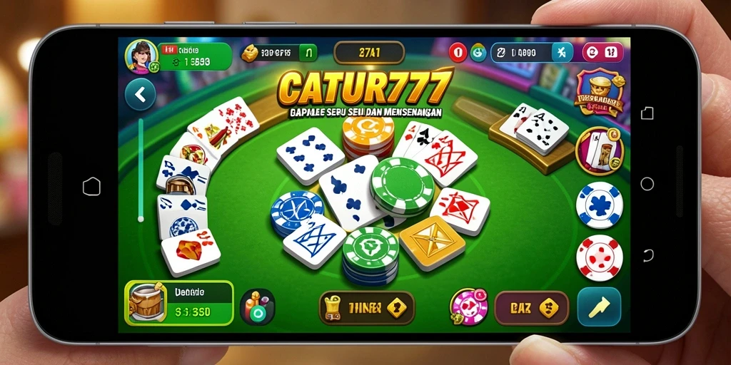 Screenshot CATUR777 menampilkan gameplay Gaple yang seru dan interaktif.