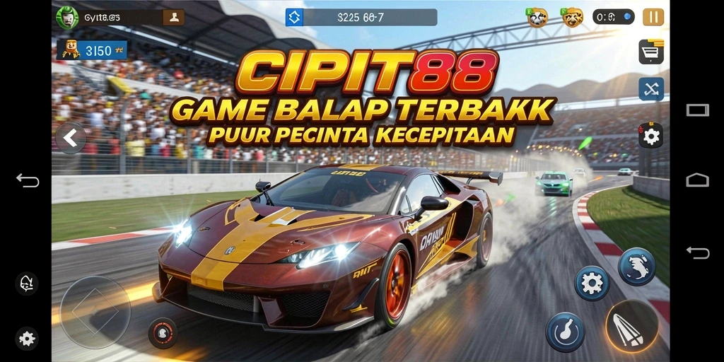 Screenshot gamplay CIPIT88 dengan tampilan balapan yang intens.