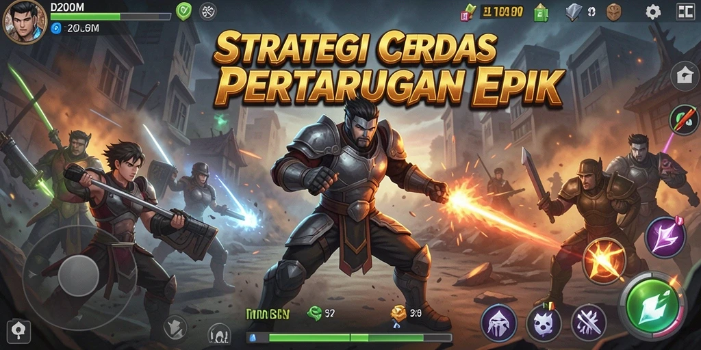 Tangkapan layar utama D200M menunjukkan aksi pertarungan strategis yang mendebarkan.