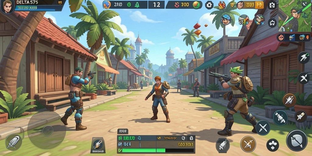 Tampilan gameplay DELTA575 yang menarik dan berwarna.