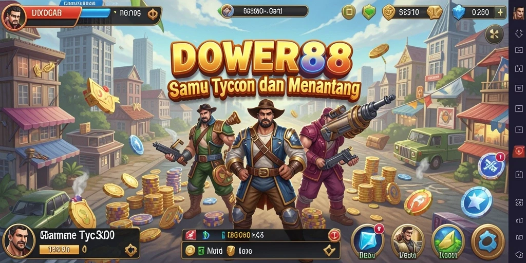 Tangkapan layar gameplay DOWER88 yang menunjukkan simulasi bisnis yang mendalam.