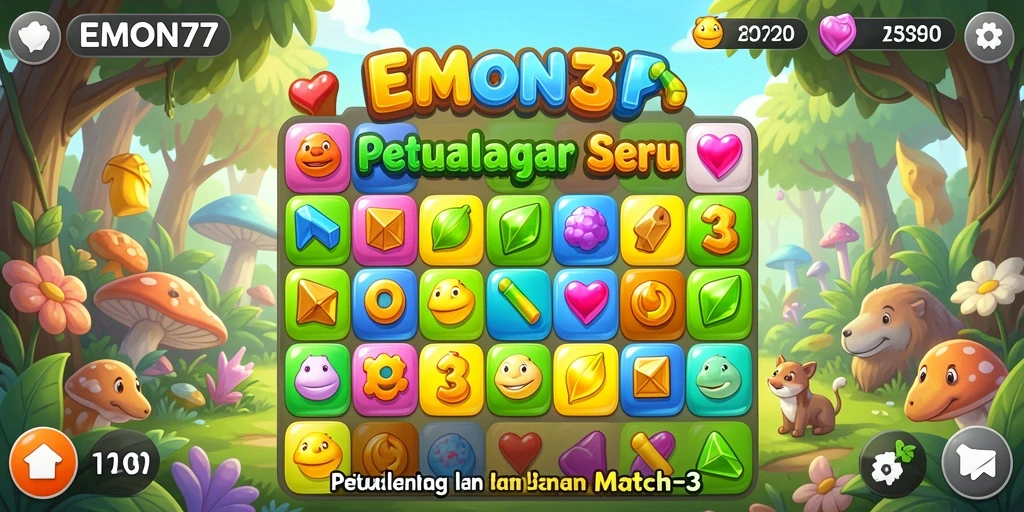 Gameplay seru dengan kombinasi warna-warni di EMON77.