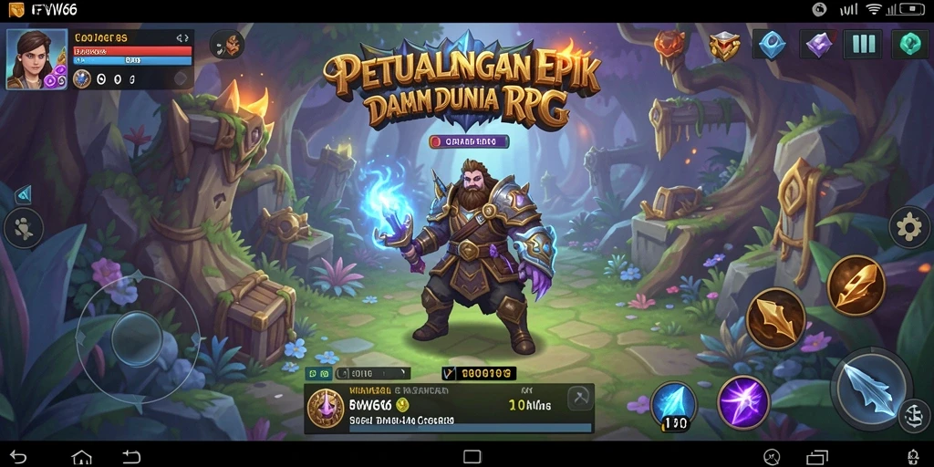 Tampilan gameplay epik FW66 dengan karakter dan aksi RPG.