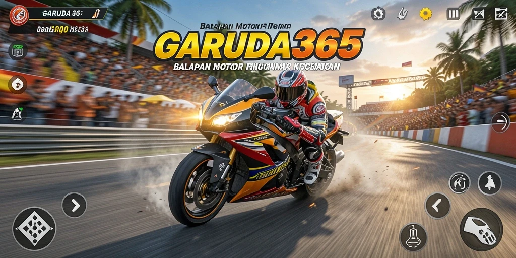 Screenshot GARUDA365 menunjukkan aksi balapan motor yang seru dan menegangkan.