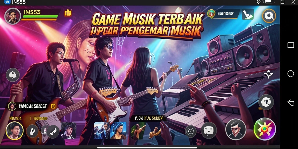 Gameplay INS55 yang seru dan interaktif dengan berbagai lagu.