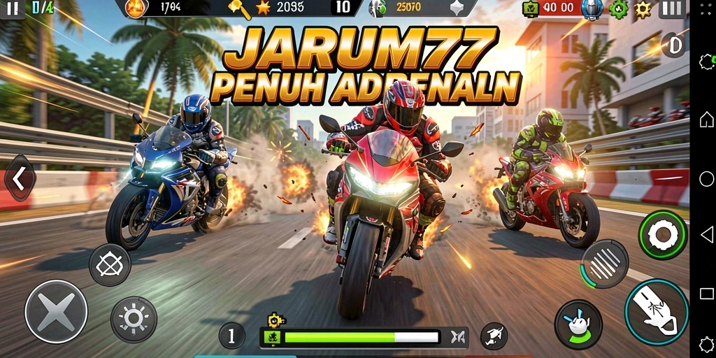 Gameplay seru di trek balap motor JARUM77.