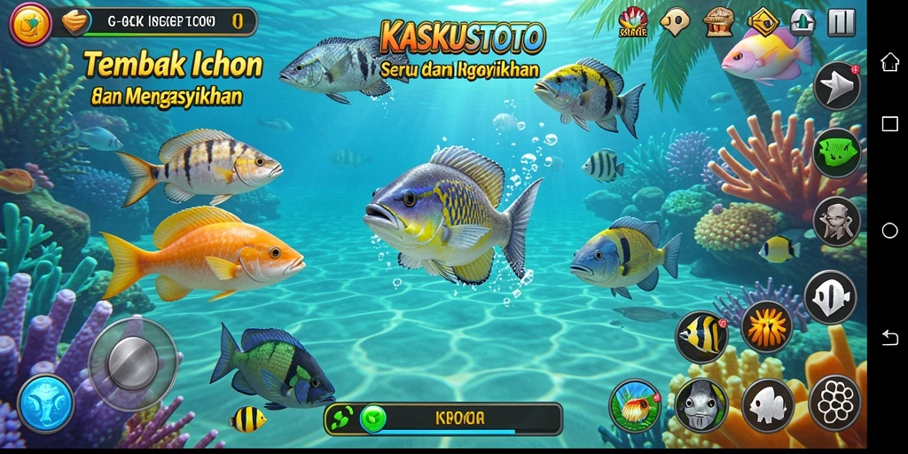 Tampilan gameplay KASKUSTOTO yang seru saat menembak ikan.