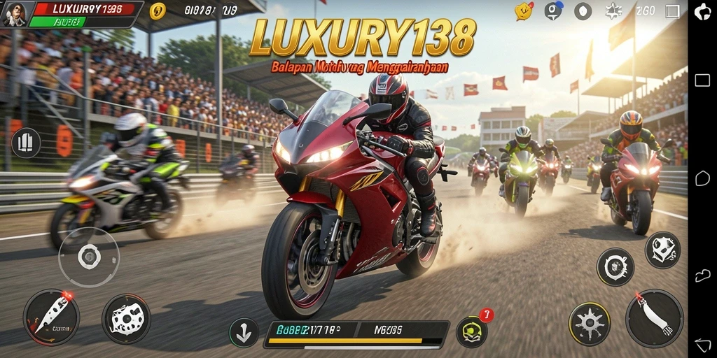Tampilan gameplay seru balapan motor di LUXURY138.