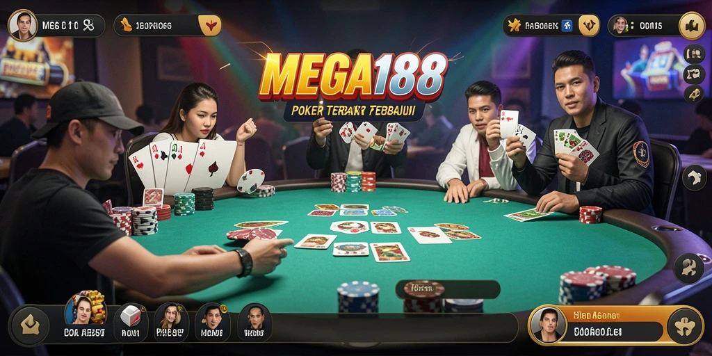 Tampilan gameplay MEGA188 yang mendebarkan dan realistis dalam permainan Poker.