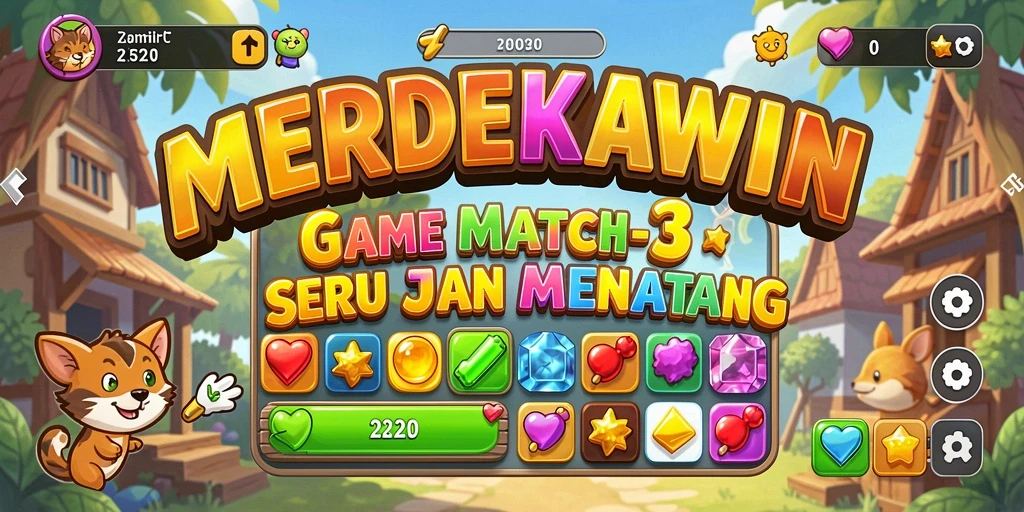 Tampilan gameplay seru dalam game Match-3 MERDEKAWIN.