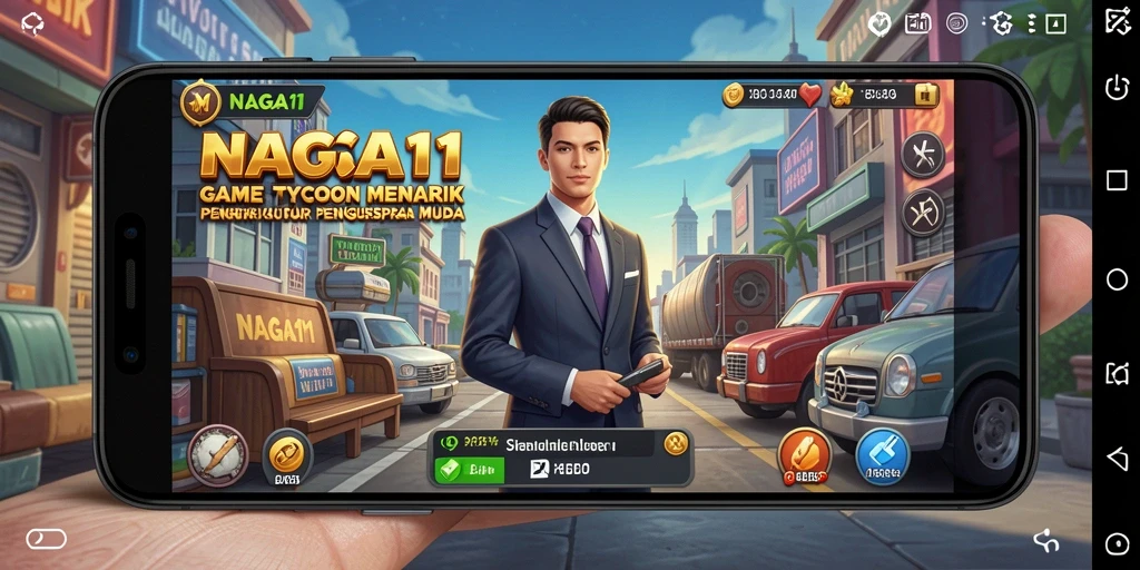 Screenshot gameplay NAGA11 menunjukkan pengalaman Tycoon yang mendalam.