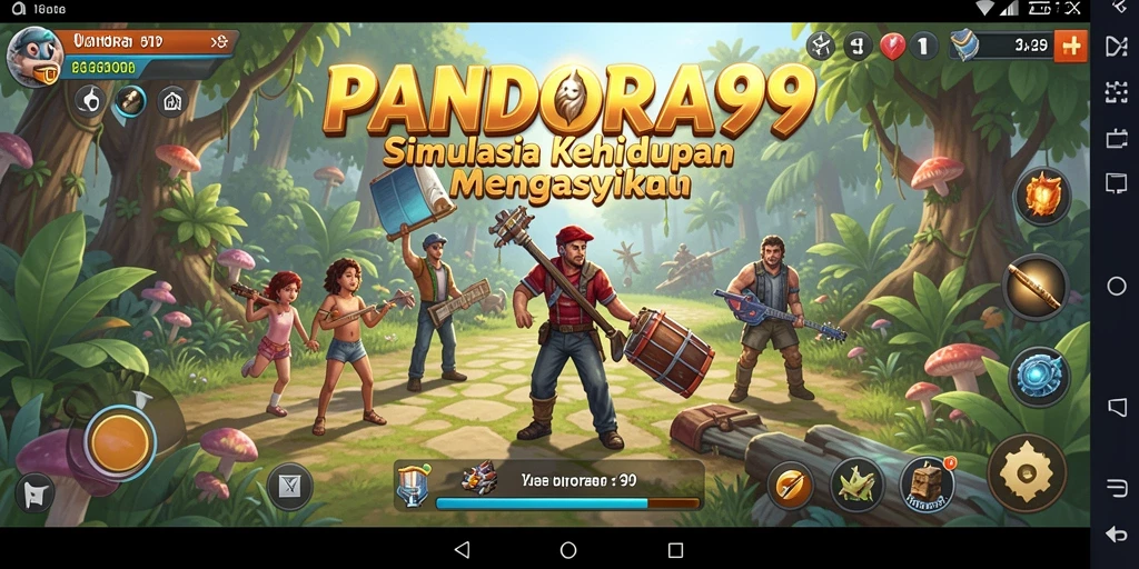 Screenshot dari gameplay PANDORA99 yang menunjukkan simulasi kehidupan yang menarik.
