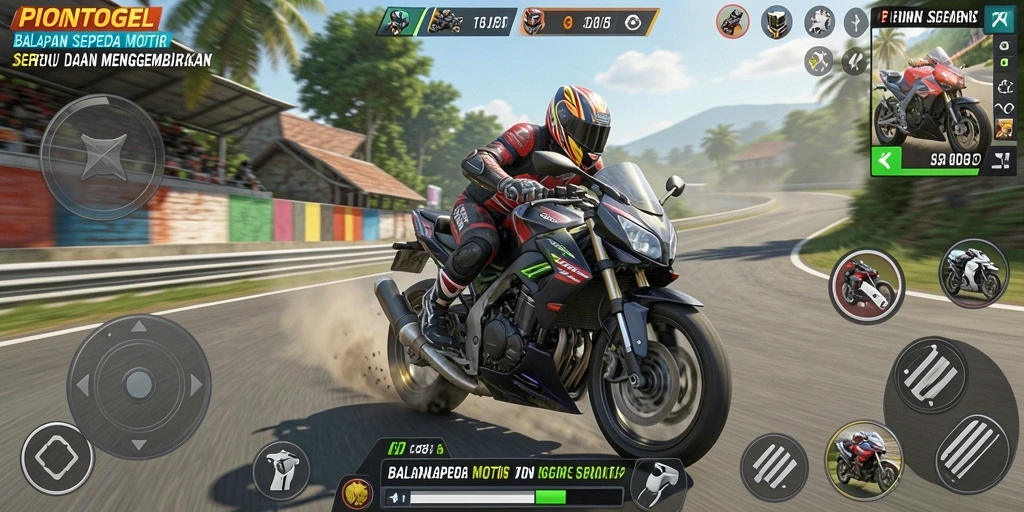 Tampilan gameplay PIONTOGEL dengan aksi balapan yang mendebarkan.