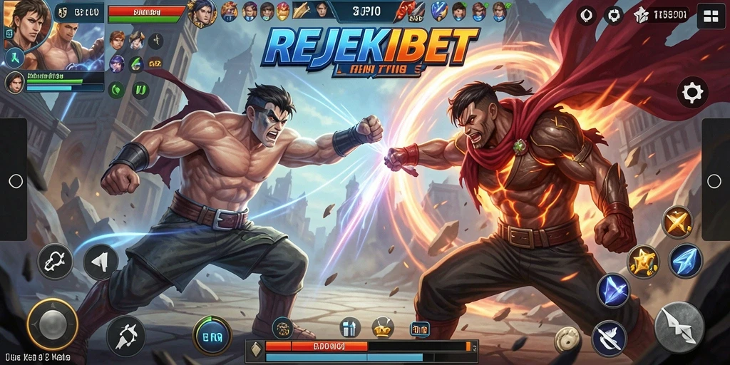 Screenshot gameplay penuh aksi dari REJEKIBET yang menggambarkan pertarungan yang mendebarkan.