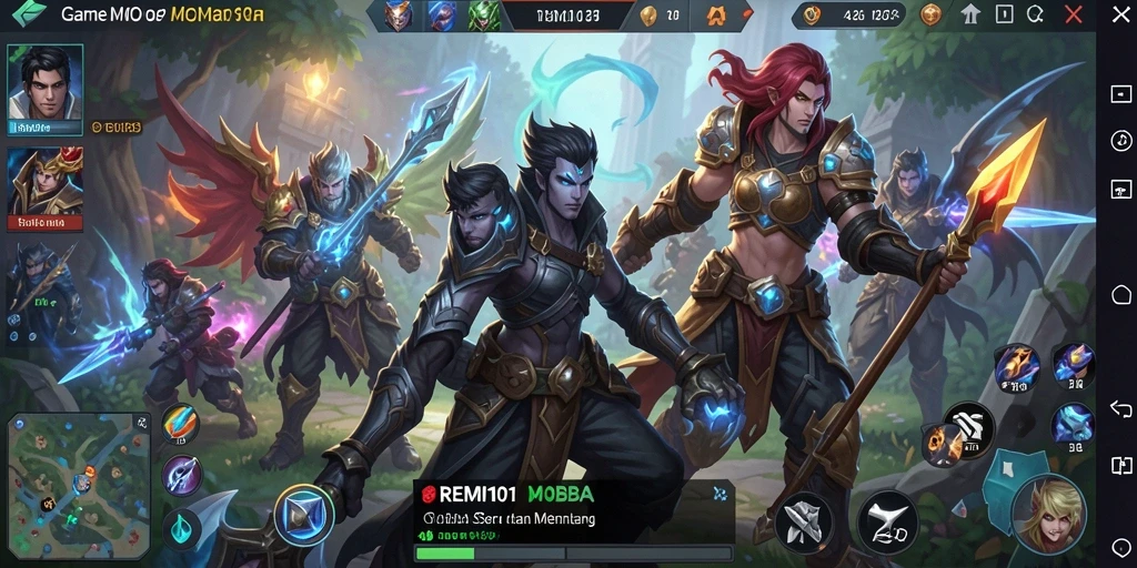 Screenshot gameplay REMI101 menampilkan aksi pertarungan tim yang seru.