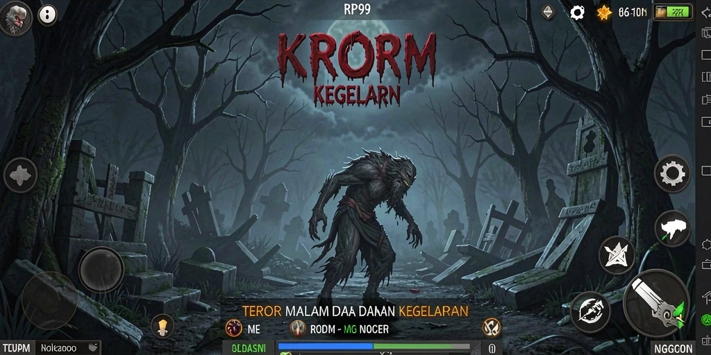 Screenshot gameplay mencekam dari RP99, tunjukkan suasana horror yang intens.