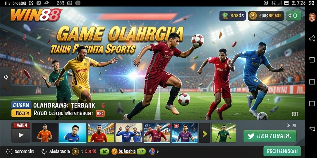 Screenshot utama WIN88 menampilkan gameplay mendebarkan di arena olahraga.